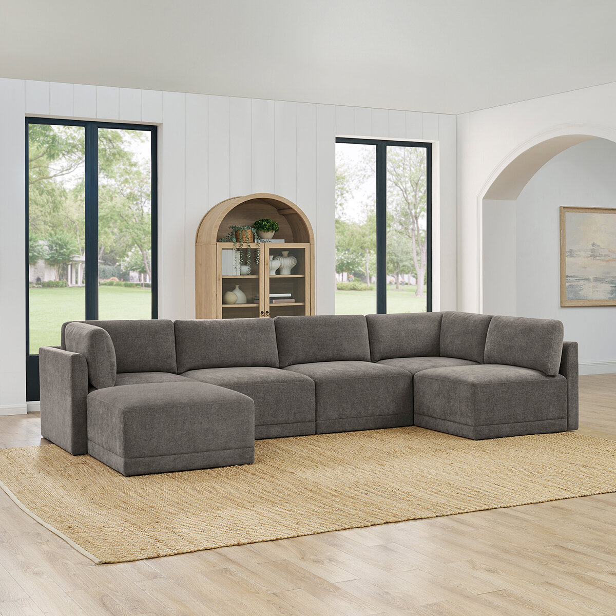 Thomasville, Fallon, Seccional Modular de Tela de 6 Piezas con Otomano