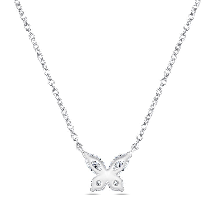 Collar de Diamantes 0.41ctw, con Dije de Mariposa, Oro Blanco 14K Collar de Diamantes 0.41ctw, con Dije de Mariposa, Oro Blanco 14K