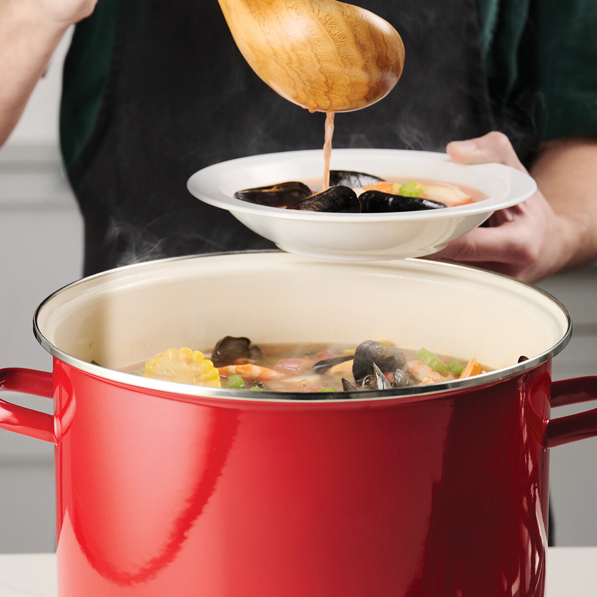 Tramontina Olla con Tapa de 15.1L de Acero Esmaltado