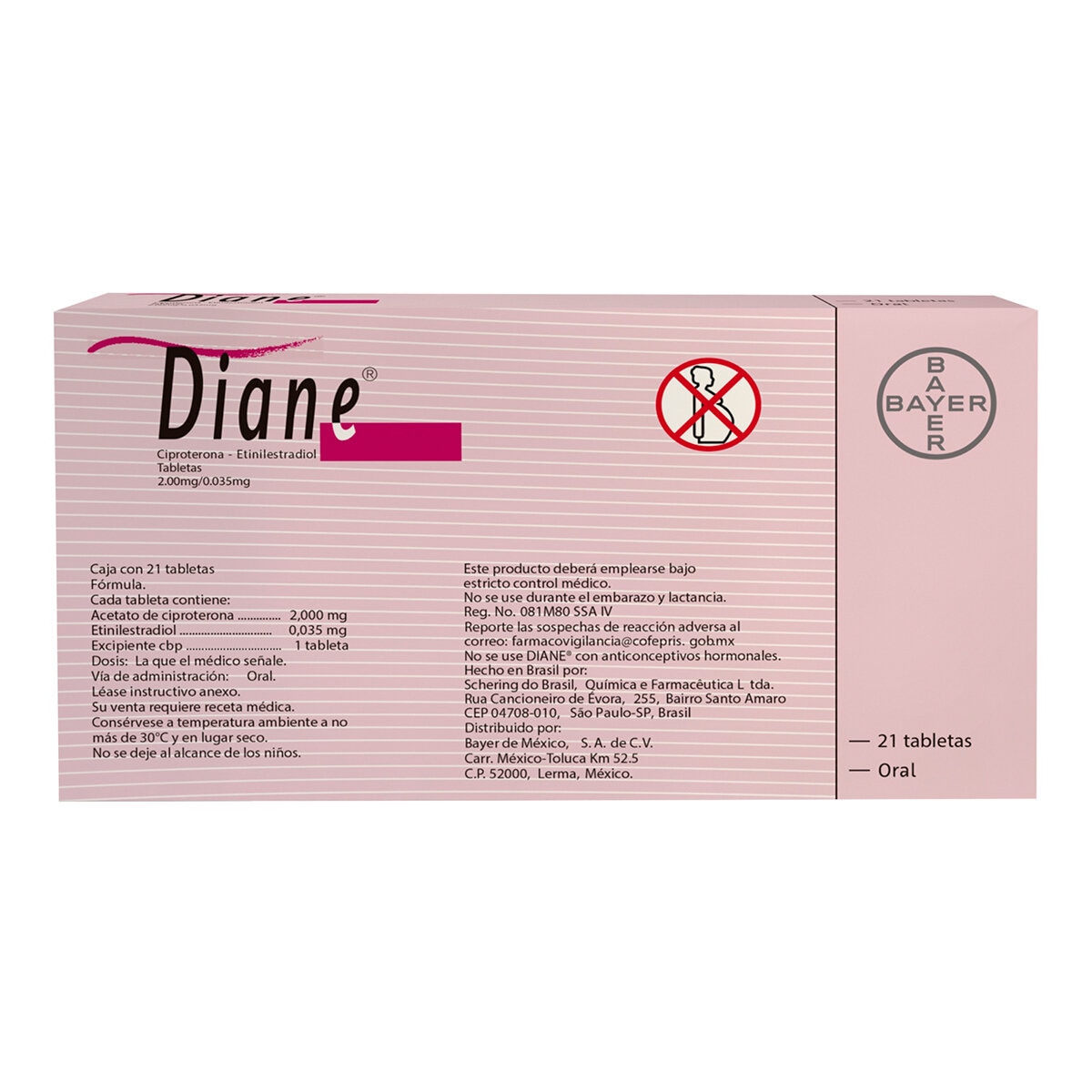 Diane 2mg /0.035 mg  21 Tabletas