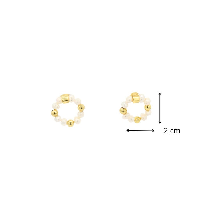 Mayfer, Juego de Pulsera y Aretes con Baño de Oro y Perlas de Río