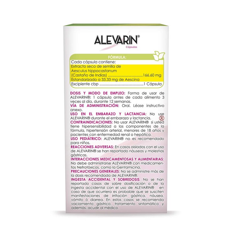 Alevarin Aesculus hippocastanum 166.60mg 3 piezas de 45 cápsulas c/u