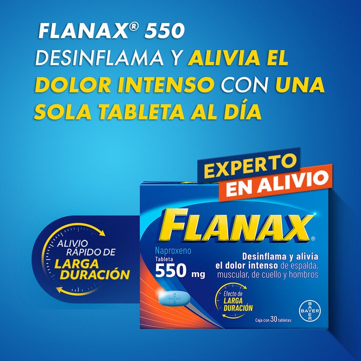 Flanax Naproxeno Caja con 30 Tabletas de 550mg c/u