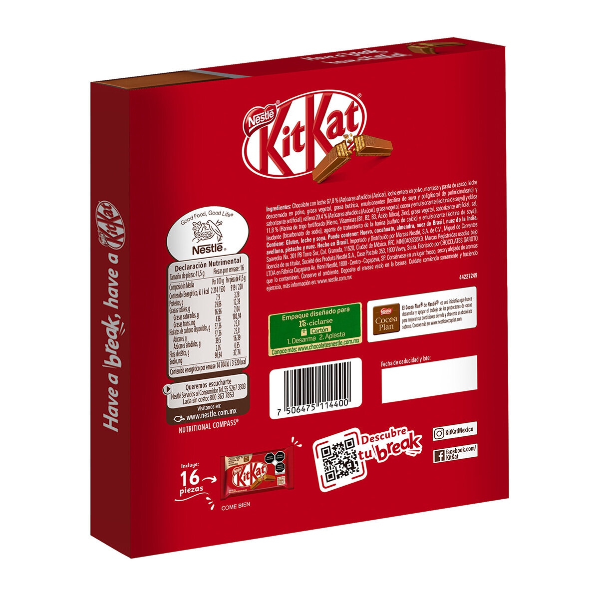 KitKat Chocolate 16 pzas 41.5 g