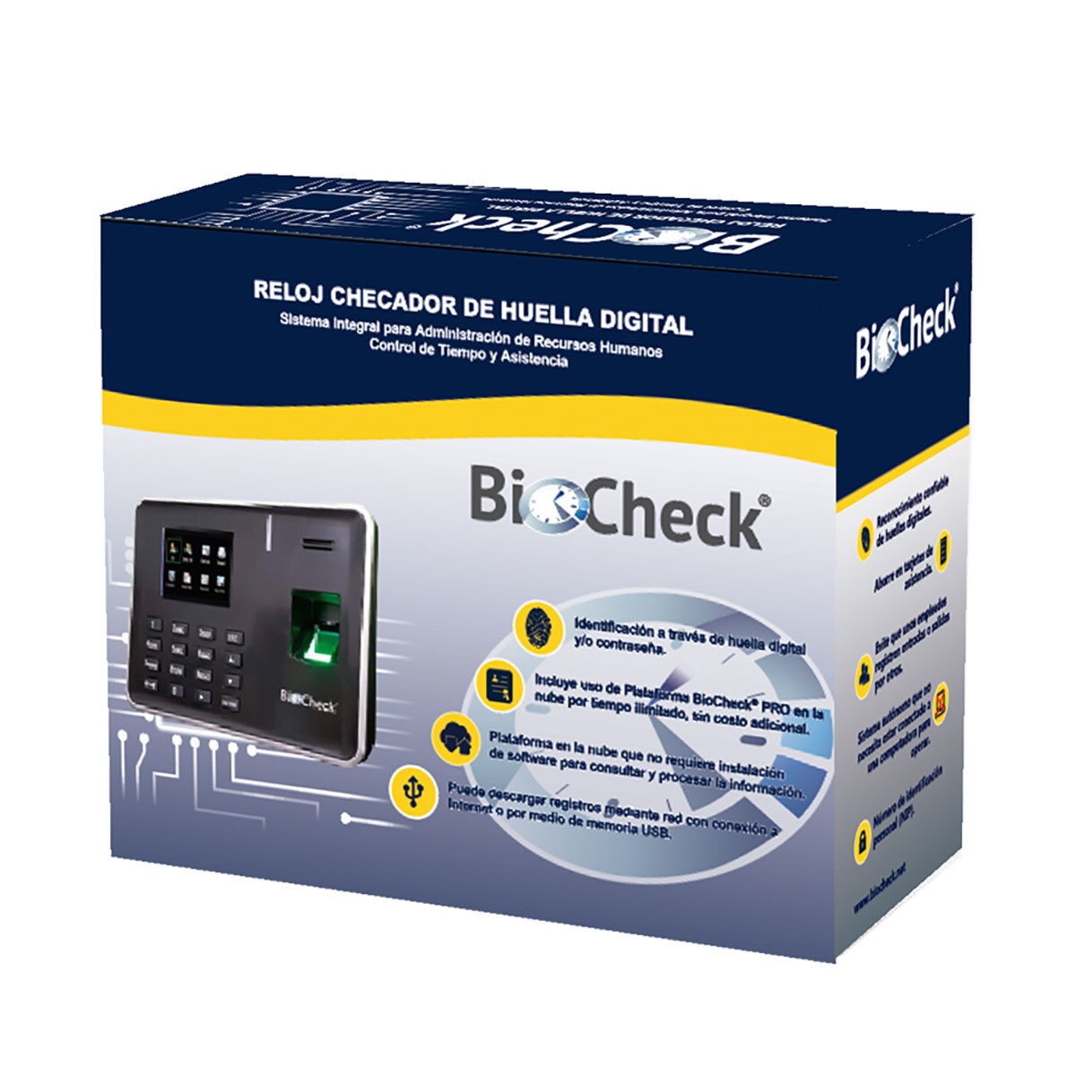 BioCheck reloj checador de huella digital para 50 empleados