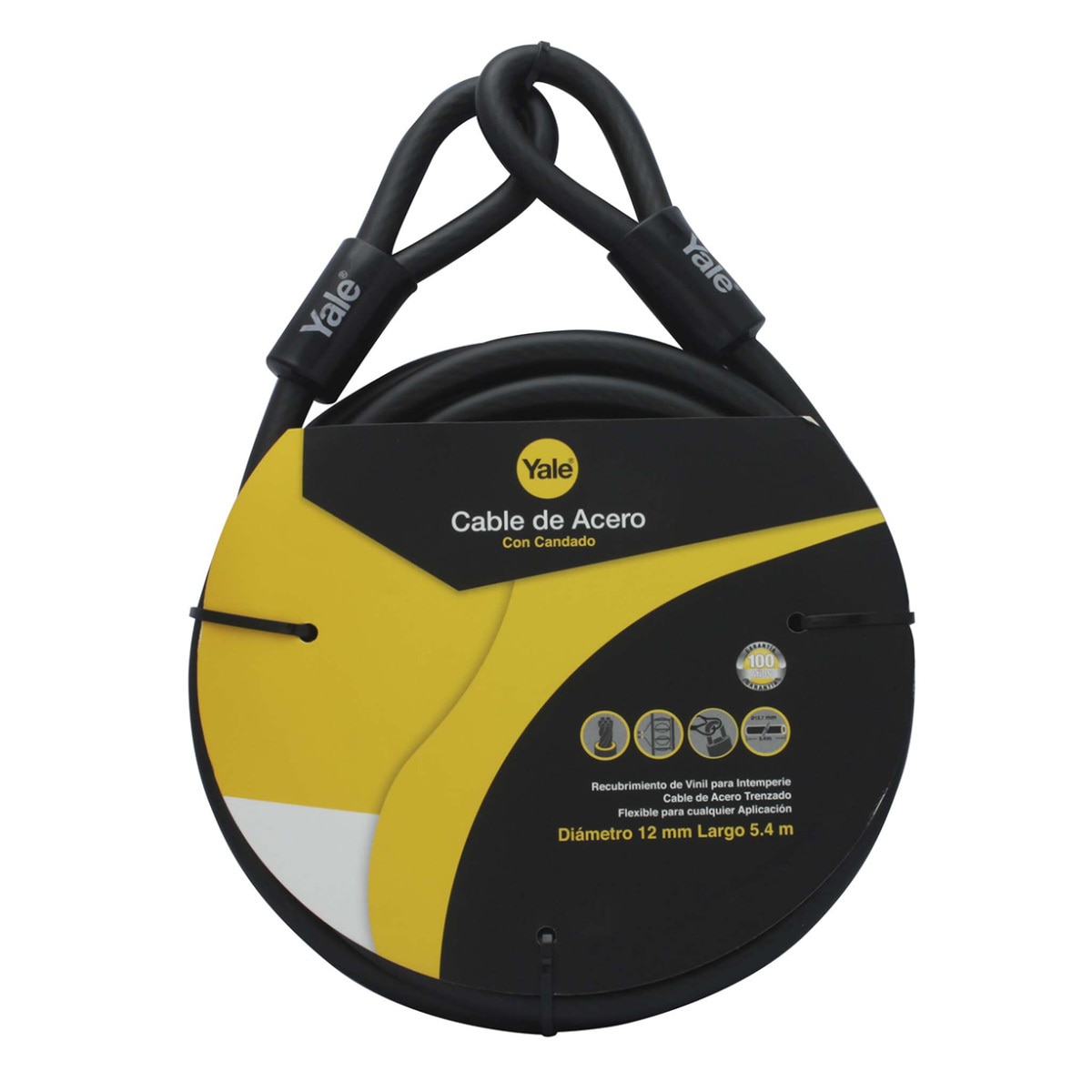 Yale, Cable de Acero con Candado 12x5400 mm