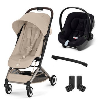Cybex Carriola Orfeo y Autoasiento Aton Beige y Negro Cybex Carriola Orfeo y Autoasiento Aton Beige y Negro