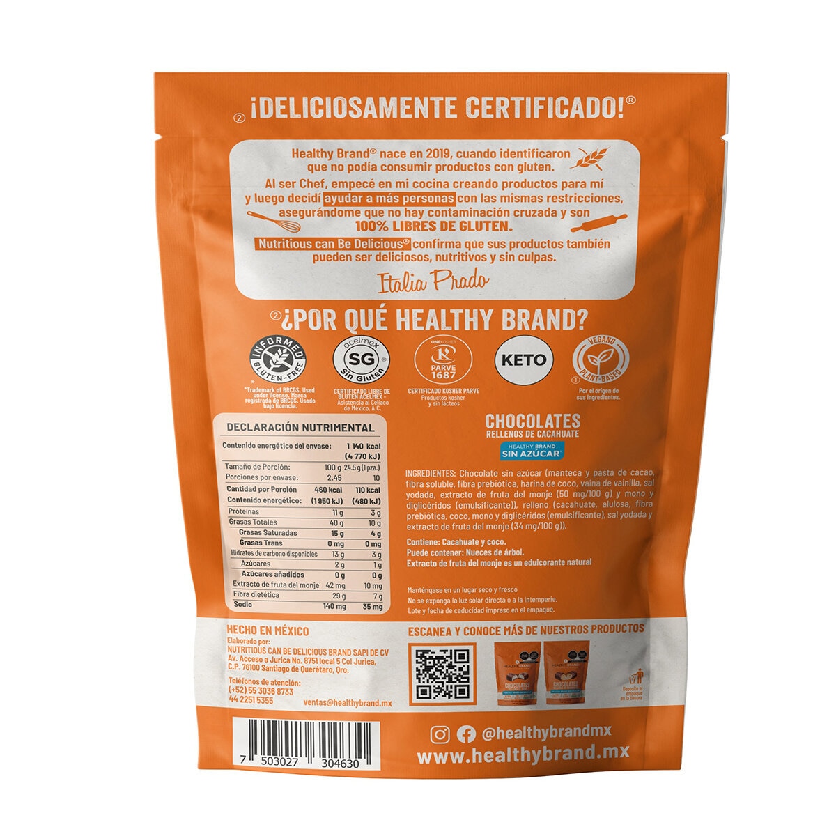 Healthy Brand Chocolates Keto 10 pzas de 24.5 g
