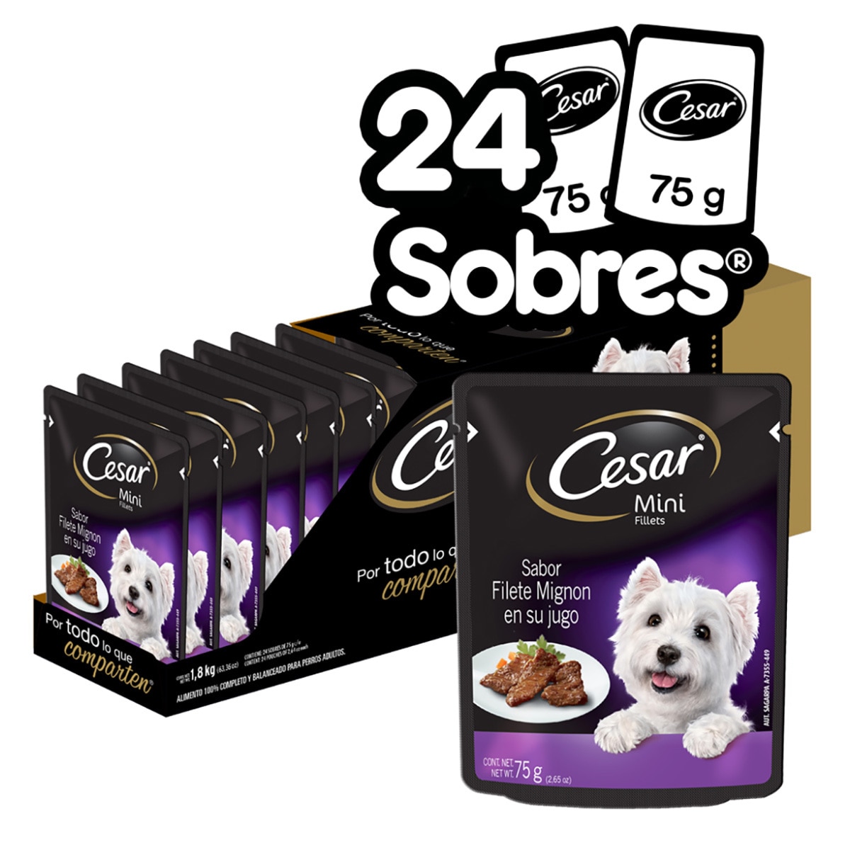 Cesar Gourmet - Comida húmeda para perros, paquete de 12 unidades