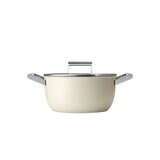 Smeg Olla de 24cm con Tapa de Cristal blanco