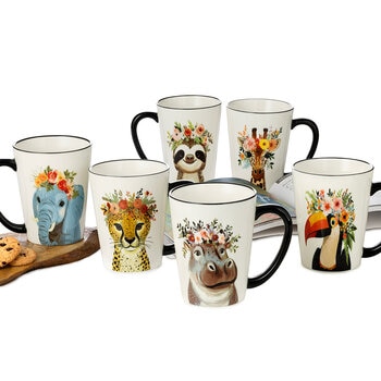 Signature Housewares Juego de 6 Tazas de Cerámica de Animales