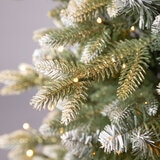 Árbol de Navidad Artificial en Maceta, Escarchado y Diamantado de 1.3m Preiluminado con 200 Luces LED