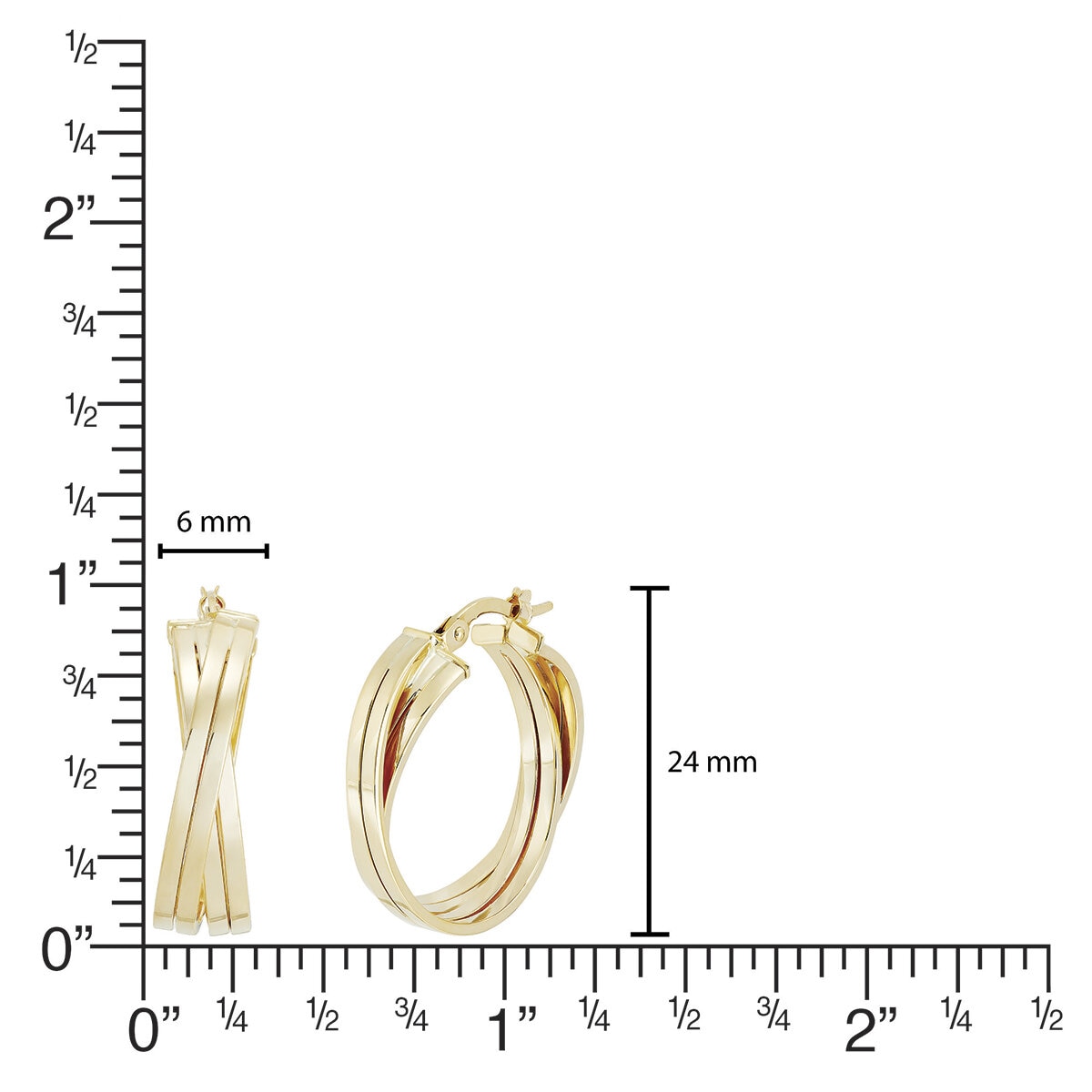 Aretes Aro Torcido, Oro Amarillo de 14K