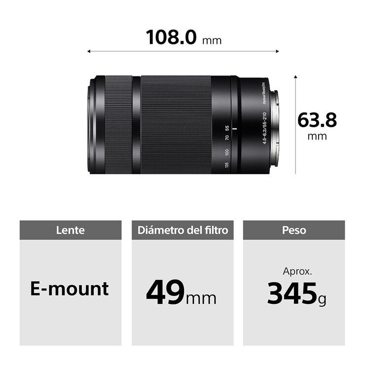 Sony Lente E 55-210 MM F4.5-6.3 OSS Sony Lente E 55-210 MM F4.5-6.3 OSS