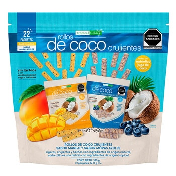 Tropical Fields Rollos de Coco sabor Mango y Mora Azul 330 g