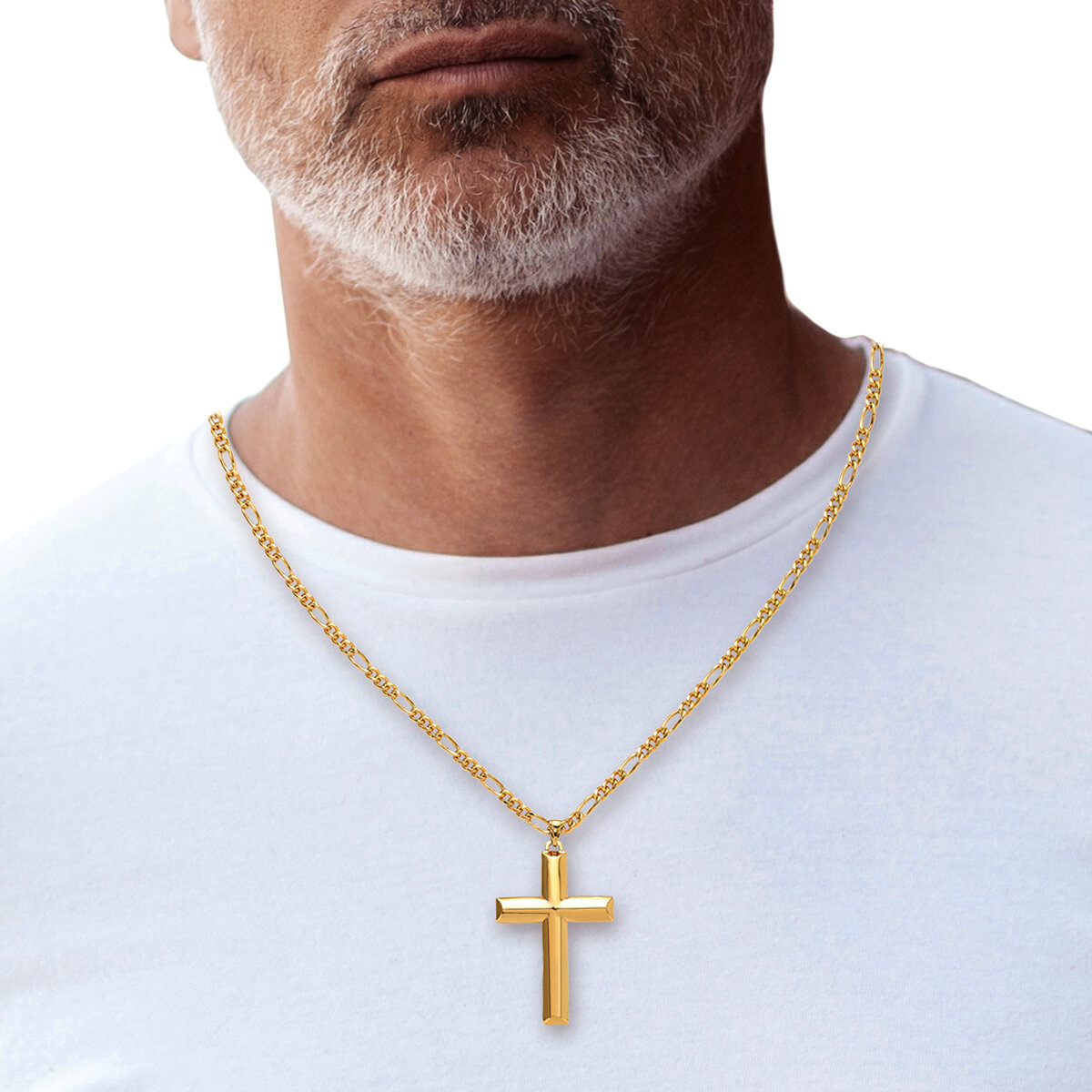 Collar con Dije de Cruz, Oro Amarillo de 14K
