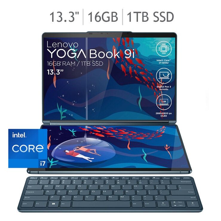 Lenovo Yogabook 9i Laptop Doble Pantalla 13.3" 2.8K OLED Intel Core i7 16GB 1TB SSD