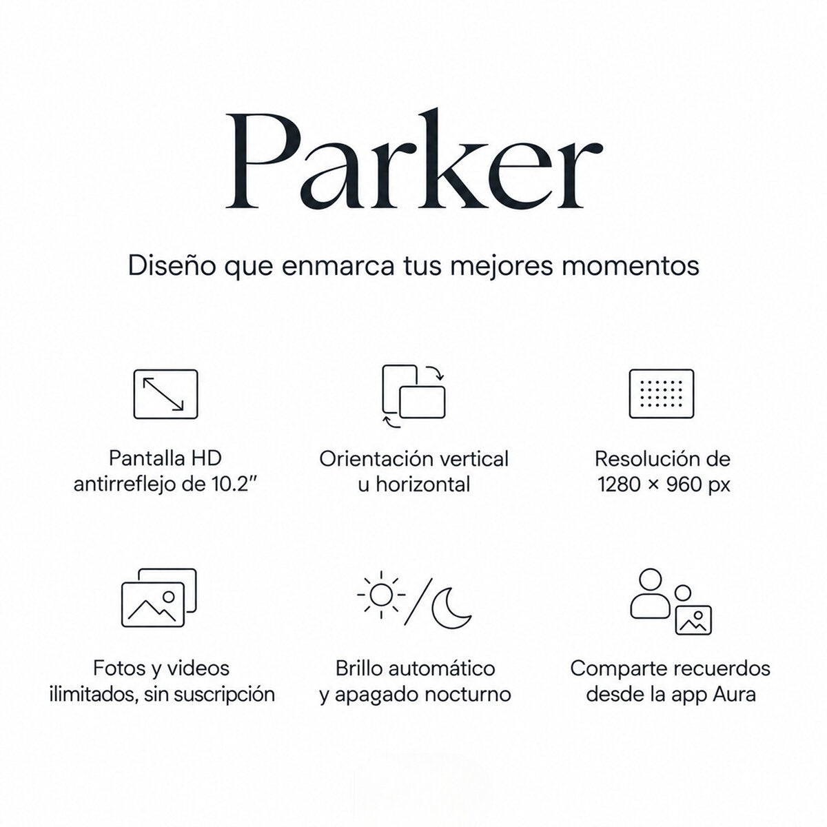 Aura Frame Parker Marco de Fotos Digital de 10.2" con WiFI Gris Aura Frame Parker Marco de Fotos Digital de 10.2" con WiFI Gris