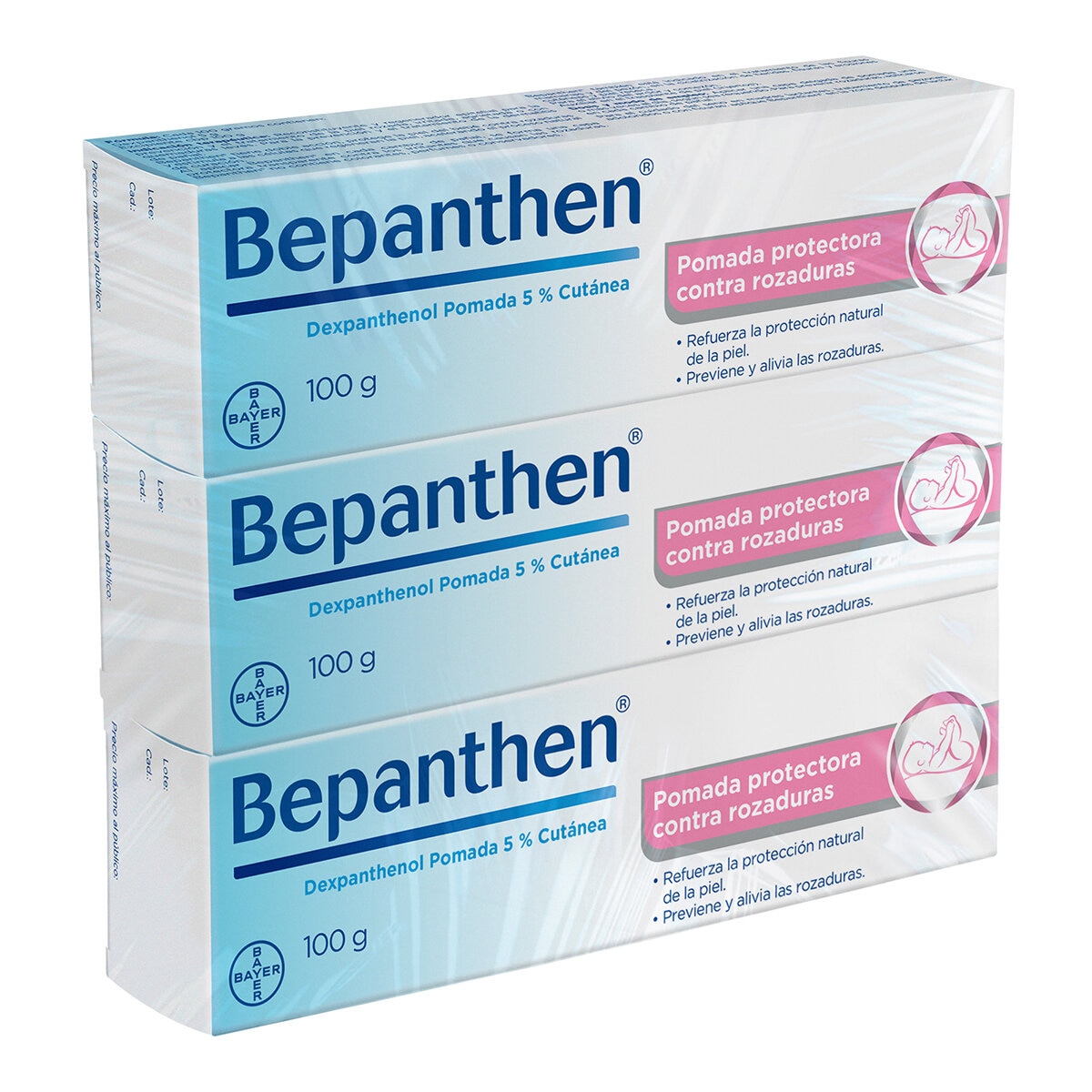 Bepanthen Dexpanthenol Pomada al 5% Cutánea 3 Tubos de 100g c/u