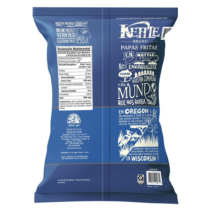 Kettle Brand Papas Fritas con Sal de Mar y Vinagre 793 g