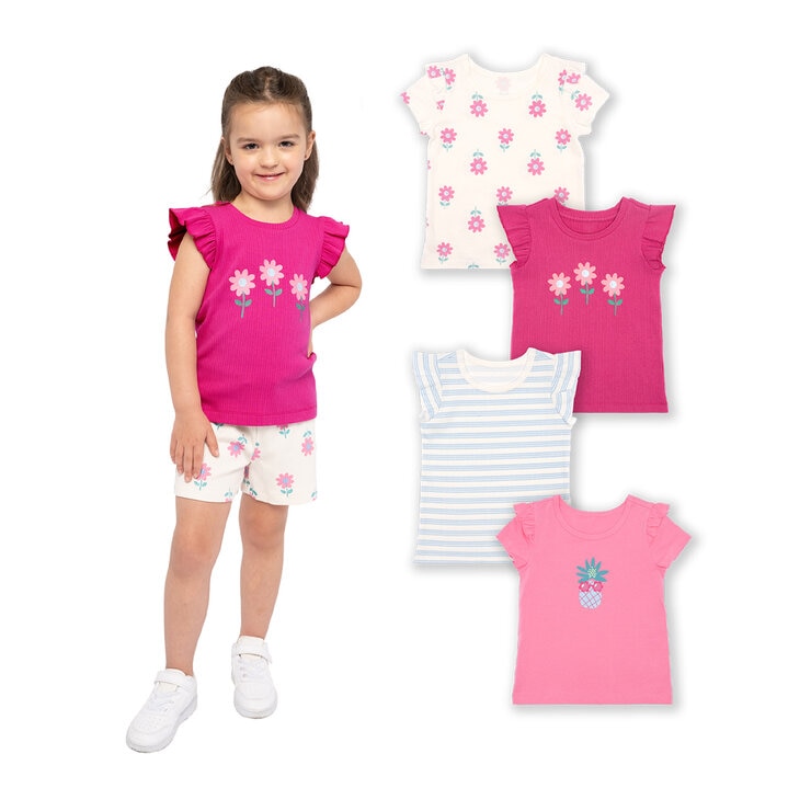 Pekkle Playera 4 piezas para Niños y Niñas Flor 3 Años Pekkle Playera 4 piezas para Niños y Niñas Flor 3 Años