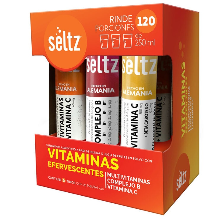 Seltz Mix Multivitaminas 6 Tubos de 20 Tabletas