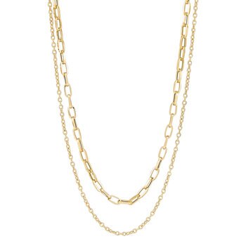 Doble Cadena, Paperclip y Rolo, 40.64cm, Oro Amarillo de 14K