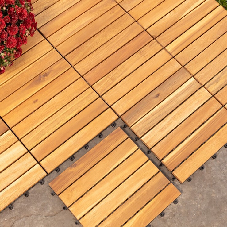Hanie Design, Piso de Madera Vertical para Exterior, Color Natural Hanie Design, Piso de Madera Vertical para Exterior, Color Natural
