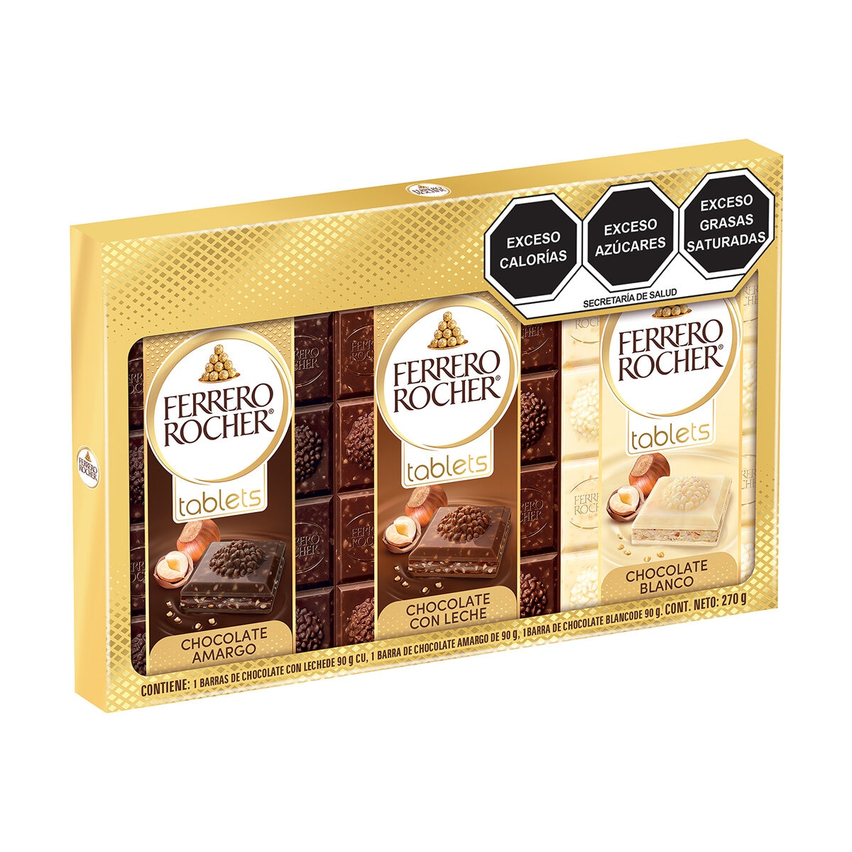 Ferrero Rocher Tabletas De Chocolate 3 pzas de 90g