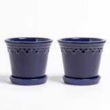 Over & Back, Chelsea Set de 2 Macetas de Cerámica Azul