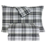Flannel From Portugal, Juego de Sábanas de Franela, Tamaño Matrimonial 4 Piezas, Gray Plaid