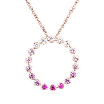 Dije de Zafiro Rosa y Diamante, 0.28ctw, Oro Rosa, 14K