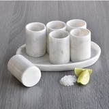 Luhom, Set de Tequileros y Base de Mármol 6 Piezas , Blanco