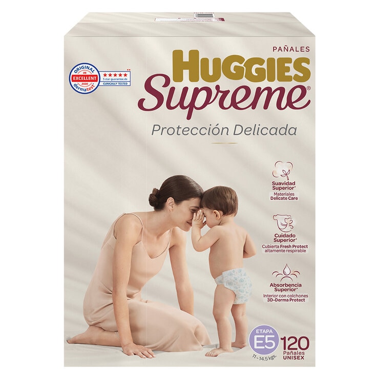 Huggies Supreme Pañales Etapa 5 Unisex 120 pzas