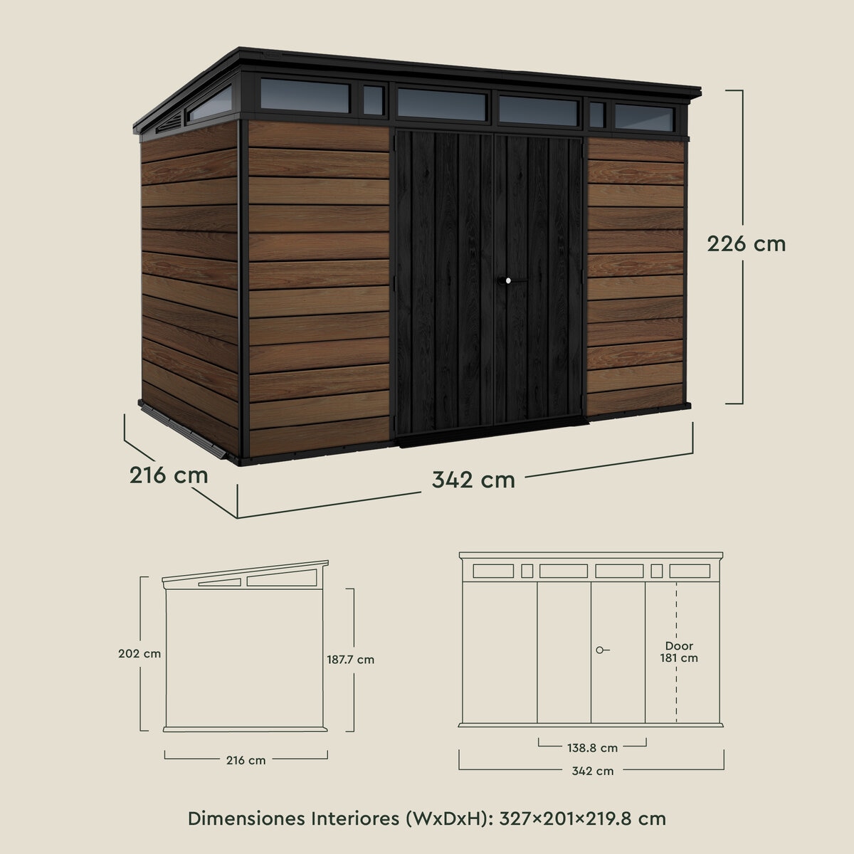 Keter Signature Collection, Pent Cobertizo de 3.3m x 2.1m