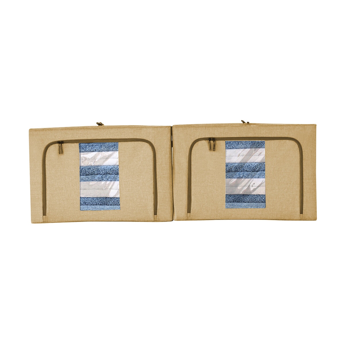 AG Box, Set de 2 Cajas Flexibles de Almacenamiento Beiges