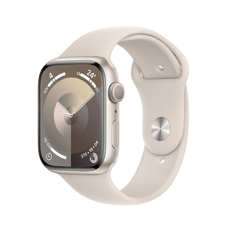 Apple Watch S9 (GPS) Caja de aluminio blanco estelar 45mm con correa deportiva blanco estelar