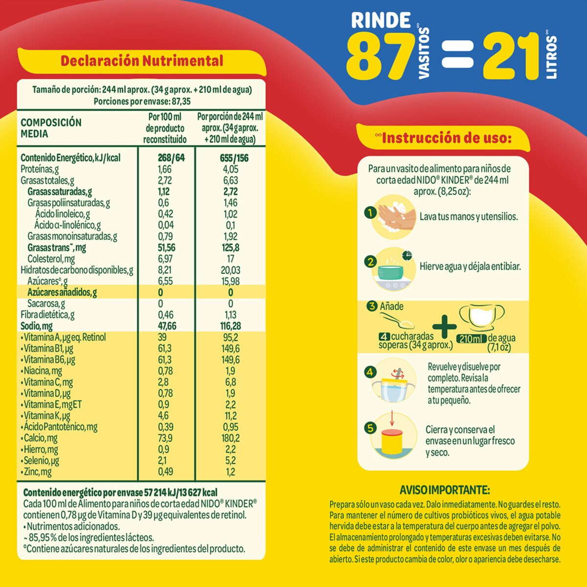 Nido Kinder Leche en Polvo 2.97 KG