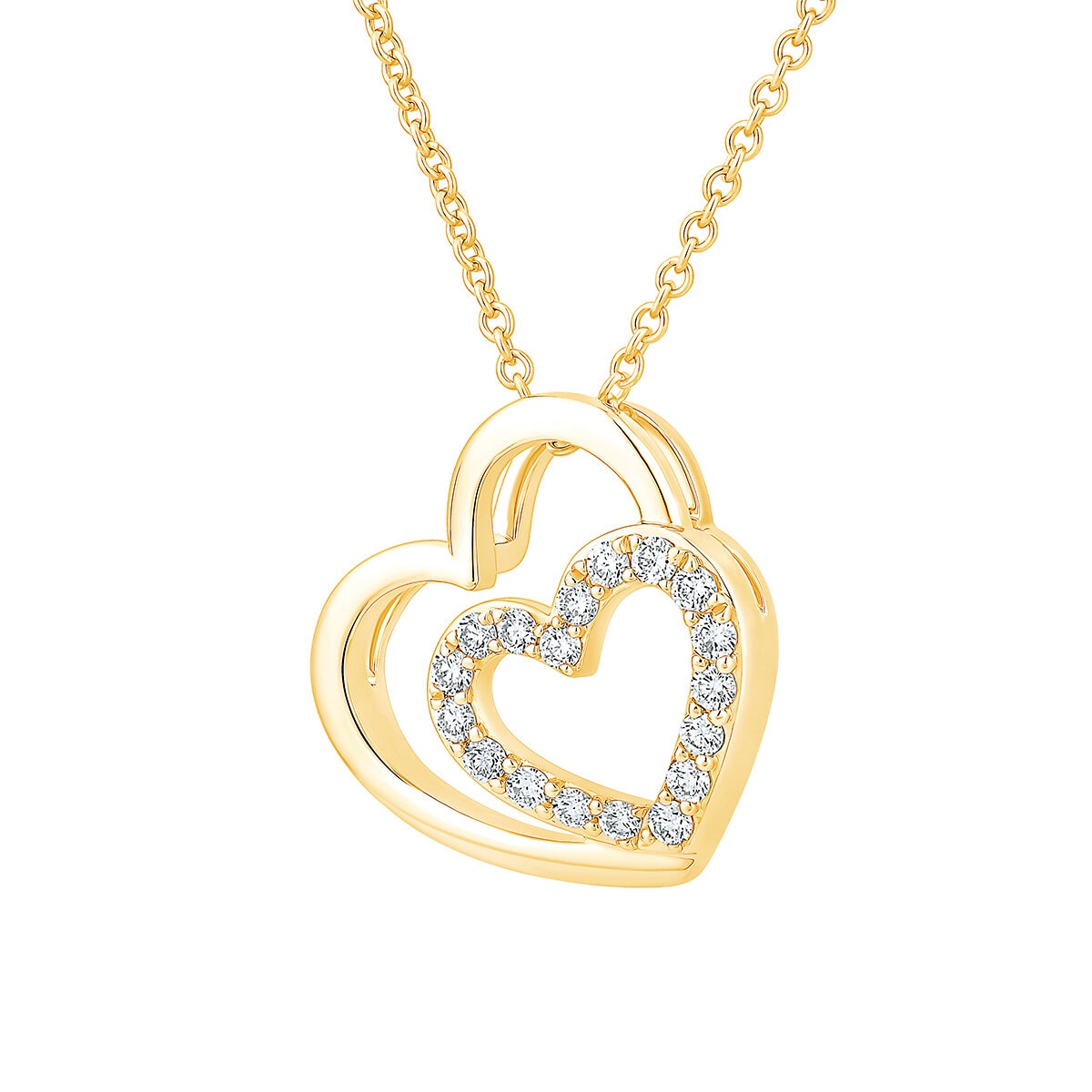 Collar de Diamantes 0.15CTW con Dije de Corazón, Oro 14K