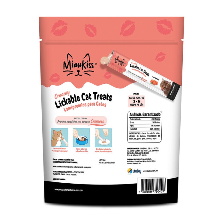 MiauKiss Premios para Gato sabor Salmón 30 tubos de 14 g