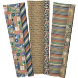 KS Papel Para Envolver Doble vista Primavera, Kraft Azul y Naranja