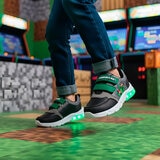 Minecraft Creeper, Tenis Original con Luces, Color Negro-Verde para Niño, Varias Tallas
