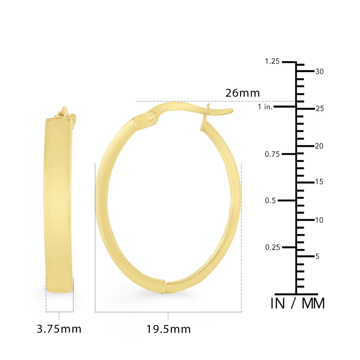 Aretes, Arracadas Ovalados, Oro Amarillo 14K