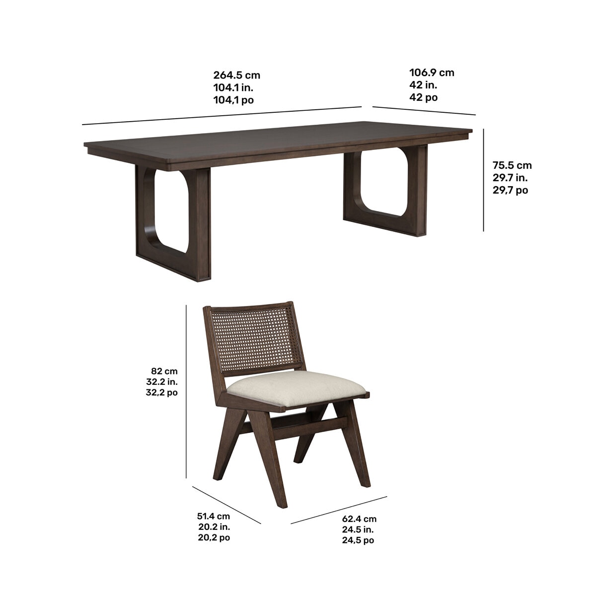 Flexsteel, Rowen, Juego de Comedor de 9 Piezas