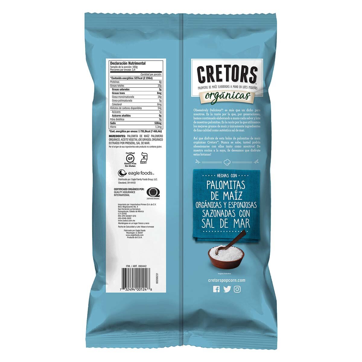 G.H Cretors Palomitas de Maíz Orgánicas con Sal 340 g