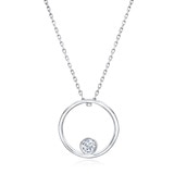 0.15ctw, Collar en Forma de Circulo con Diamante, Corte Redondo, Oro Blanco de 14kt