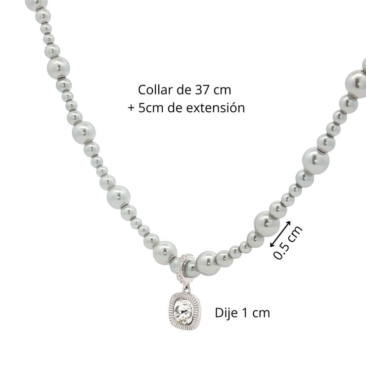Mayfer, Juego de Collar y Aretes, Plata .925, con Cristal Austríaco Mayfer, Juego de Collar y Aretes, Plata .925, con Cristal Austríaco