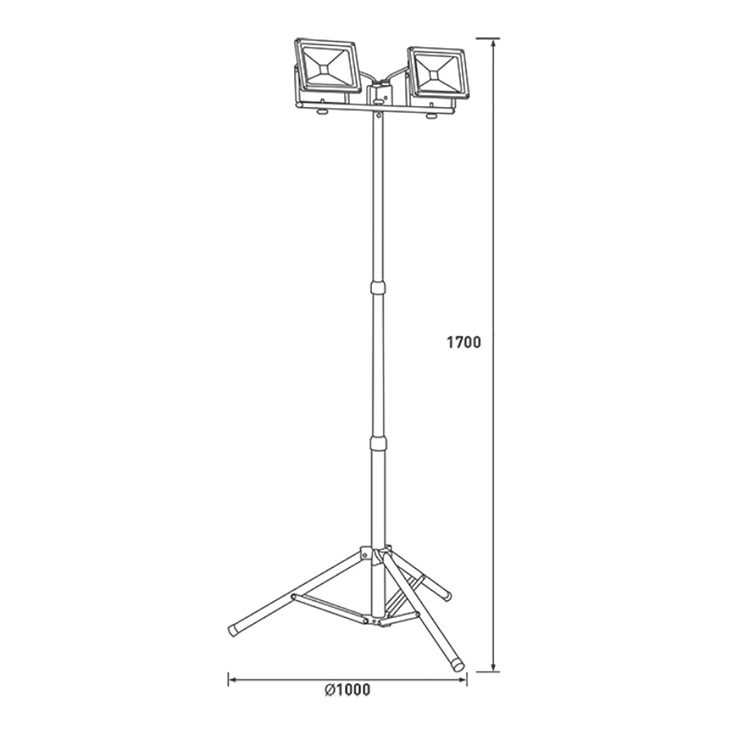 Luceco, Lámpara de Trabajo LED con Tripié y Doble Cabezal - 50W