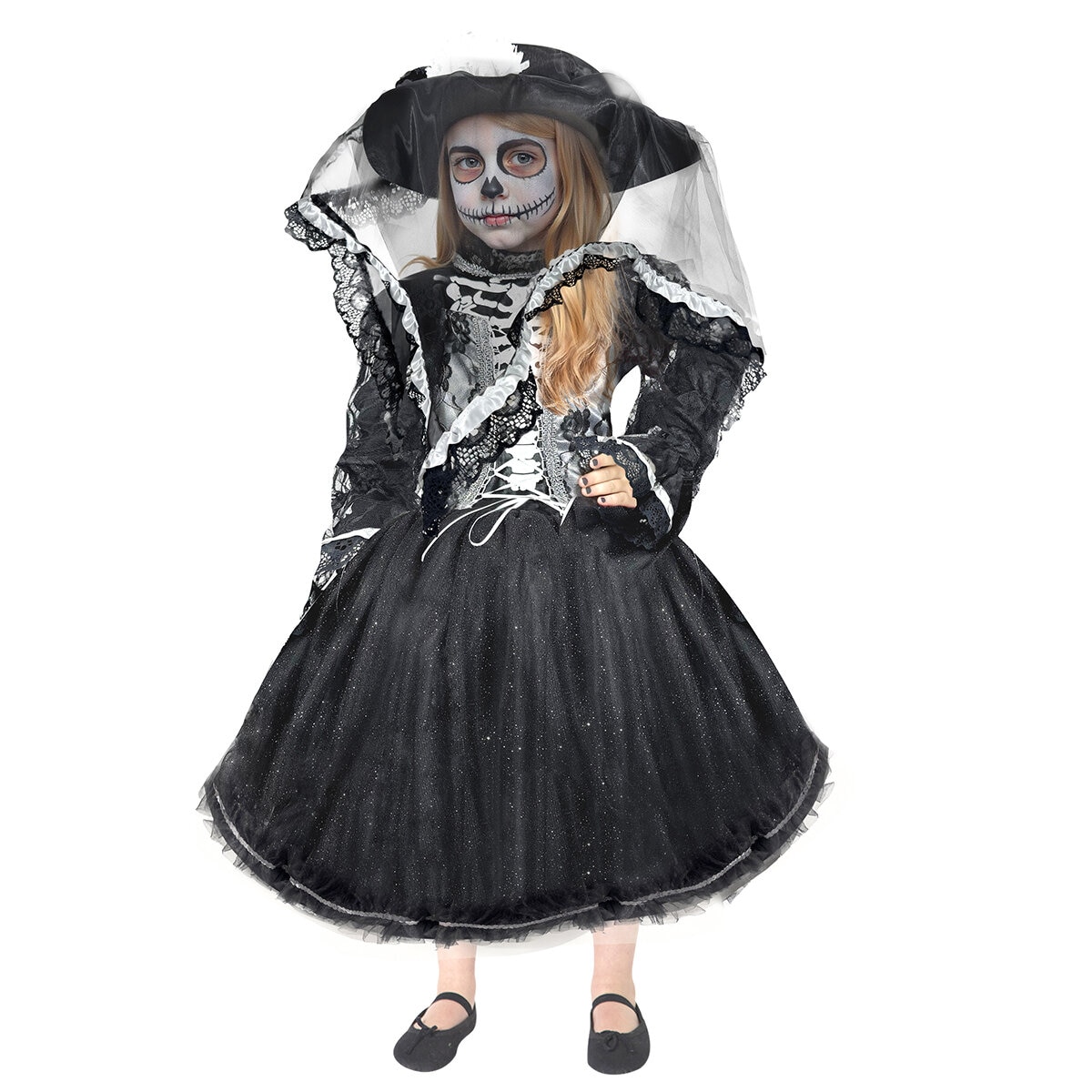 Disfraz de Catrina para Niñas, Negra 4 años