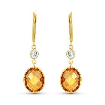 Aretes de Citrino y Topacio, Oro Amarillo 14K